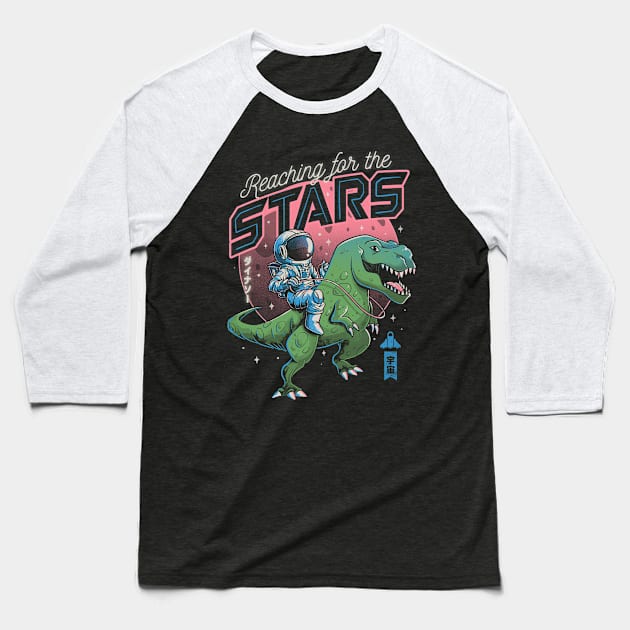 Reaching for the Stars - Cute T-Rex Astrounaut Gift Baseball T-Shirt by eduely